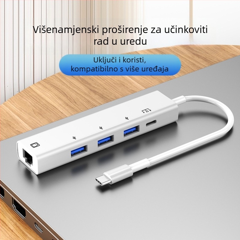 Hengweiyi HWY180 USB 2.0 OTG docking hub s Ethernetom 10/100 Mbps, kabel 1,2 m, vanjsko napajanje