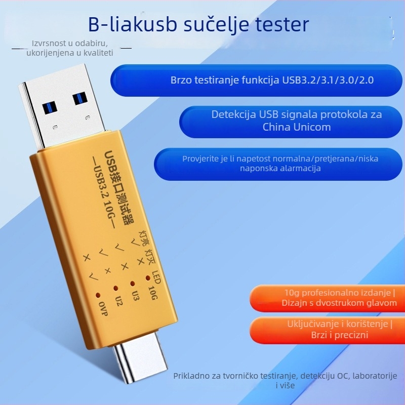 USB tester hub za mjerenje napona i struje, USB 3.0 sučelje (Model FT-QCU31, 5Gbps, bez vanjskog napajanja, jedan port)