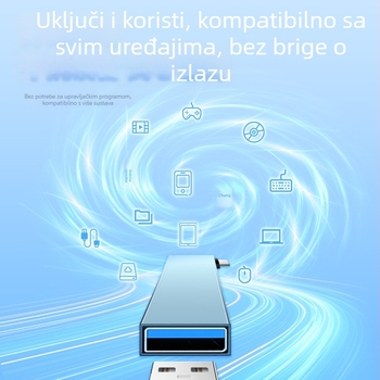 USB 3.0 kutni docking hub s 3-portnim splitterom, kabel 6,6 cm, aluminijsko kućište, 10 Gbps