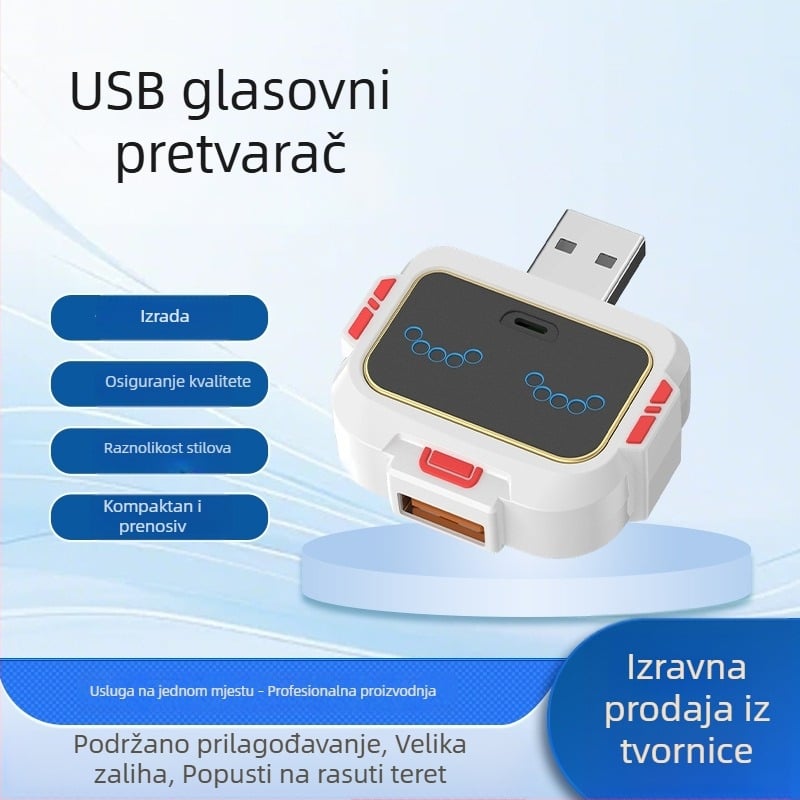 Pametni glasovni pretvarač s USB produženjem, docking stanica, mini splitter, hub s glasovnim upravljanjem