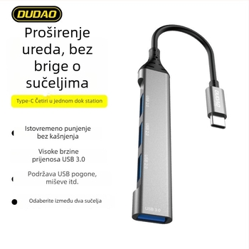 USB-C 4-portni USB 3.0 docking hub, model A16T, 5 Gbps, bez vanjskog napajanja