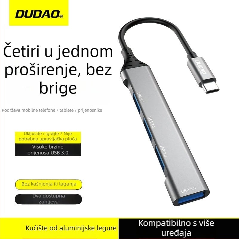 USB-C 4-portni USB 3.0 docking hub, model A16T, 5 Gbps, bez vanjskog napajanja