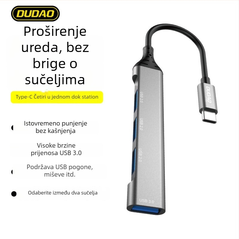 USB-C 4-portni USB 3.0 docking hub, model A16T, 5 Gbps, bez vanjskog napajanja