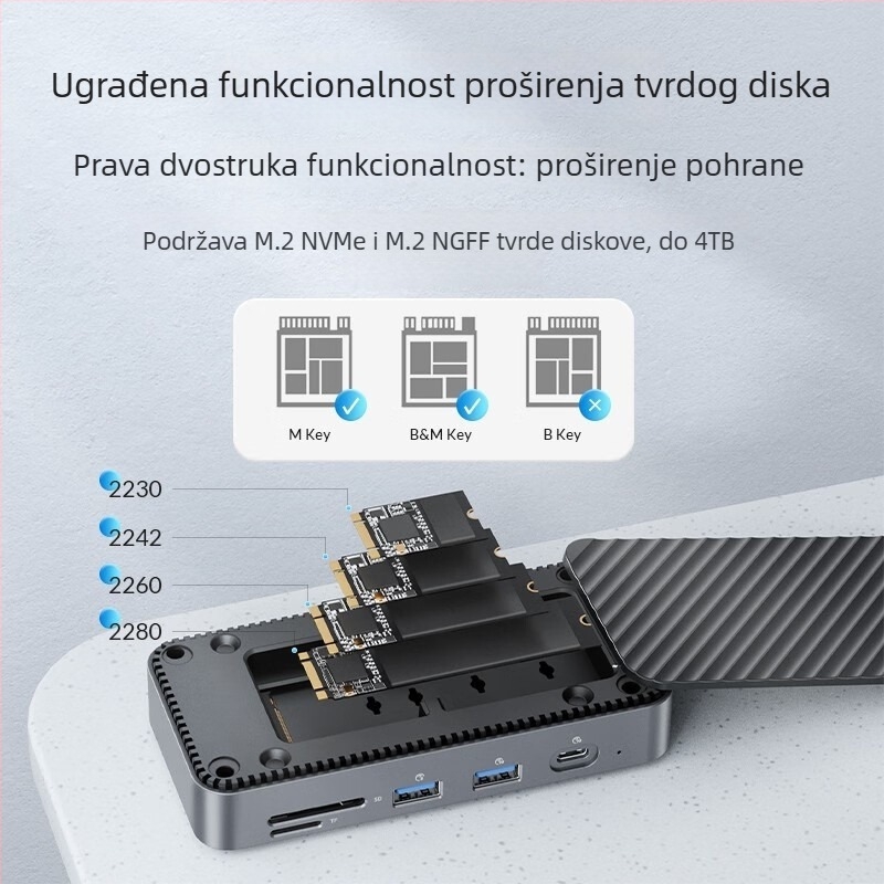 Orico DPM2p9 s ventilatorom – kućište za M.2 disk, stolna Thunderbolt 3 docking stanica, Type-C sučelje, bez vanjskog napajanja