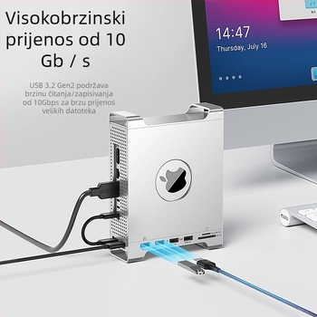 Mac mini M4 držač-dok za M.2 NVMe, USB-C sučelje, 10 Gbps, bez napajanja izvan mreže