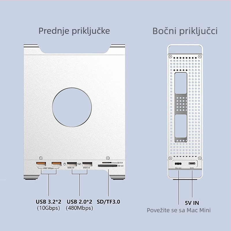 Mac mini M4 držač-dok za M.2 NVMe, USB-C sučelje, 10 Gbps, bez napajanja izvan mreže