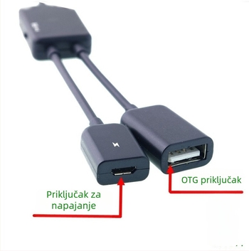 OTG USB hub 1-na-2 za telefone i tablete, USB 2.0, bez vanjskog napajanja