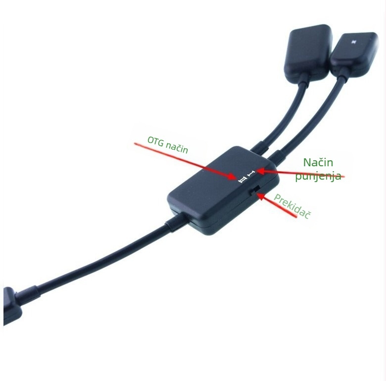 OTG USB hub 1-na-2 za telefone i tablete, USB 2.0, bez vanjskog napajanja