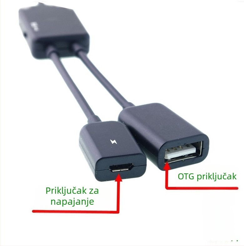OTG USB hub 1-na-2 za telefone i tablete, USB 2.0, bez vanjskog napajanja