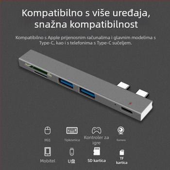 XSOON XS819 Type-C docking stanica, 5-u-1, USB 2.0, napajanje preko sabirnice, kabel 0,1 m
