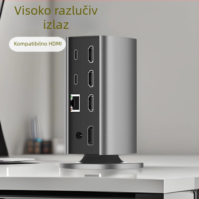 Vertikalna docking stanica 12-u-1, USB-C, USB 3.2 10Gbps, 4K/8K, vanjsko napajanje, kabel 0,15 m