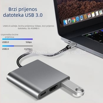 ZEADOW ZD1002 Type-C na HDMI 4K Docking Station USB 3.0 PD Brzo punjenje