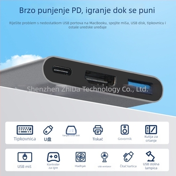 ZEADOW ZD1002 Type-C na HDMI 4K Docking Station USB 3.0 PD Brzo punjenje