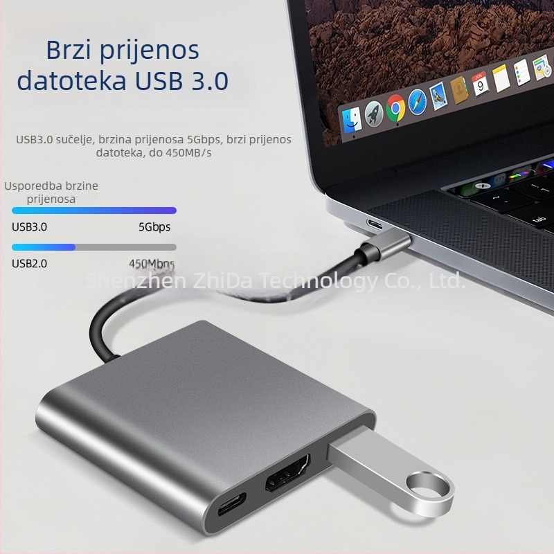 ZEADOW ZD1002 Type-C na HDMI 4K Docking Station USB 3.0 PD Brzo punjenje