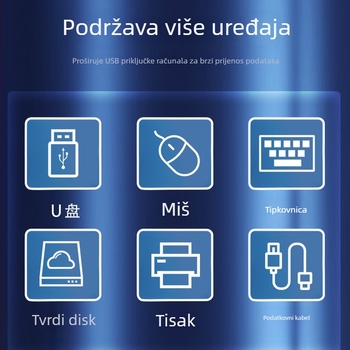 USB 2.0 hub s 1–2 priključcima za miš i tipkovnicu, s vanjskim napajanjem, visokou brzom prijenosu