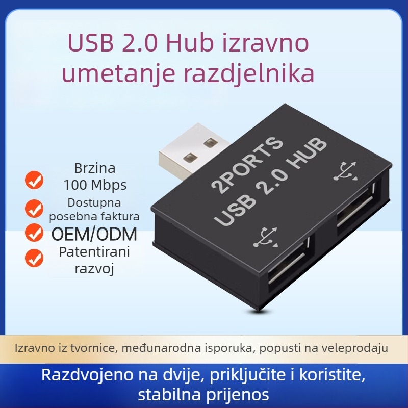 USB 2.0 hub s 1–2 priključcima za miš i tipkovnicu, s vanjskim napajanjem, visokou brzom prijenosu