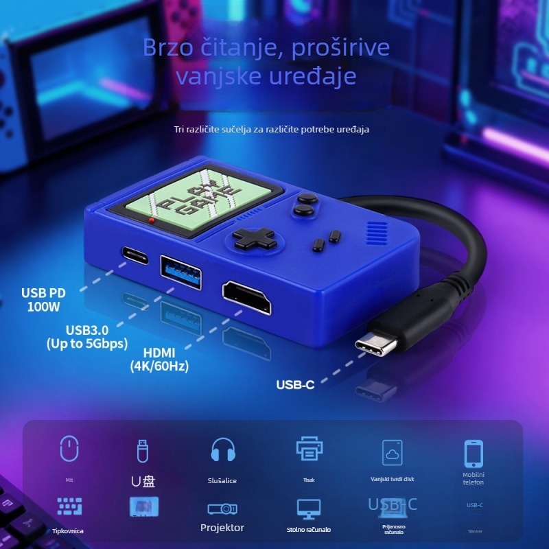 HDMI docking stanica s USB 3.0 hubom (Type-C) – 3-portna, 5 Gbps, napajanje preko sabirnice
