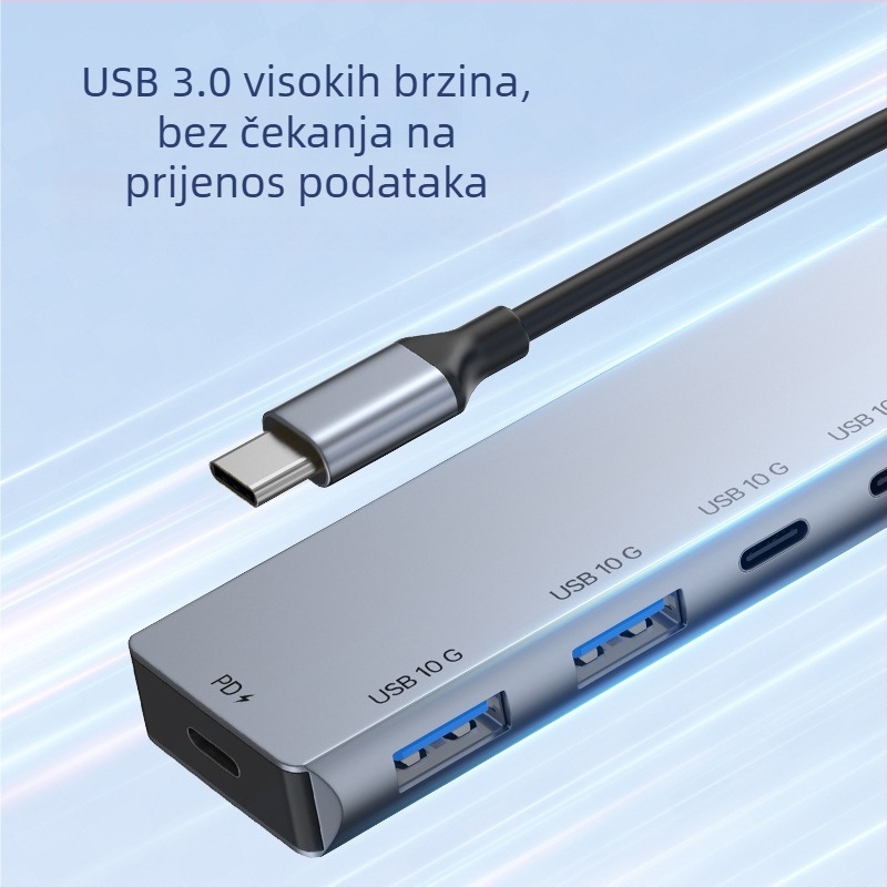Type-C 5-portni proširivački dok, 10G prijenos, bez vanjskog napajanja, Model 007