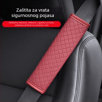 Kožni prošiveni jastučić za ramenski pojas automobila s kariranim uzorkom, težina 80 g, moguć otisak logotipa