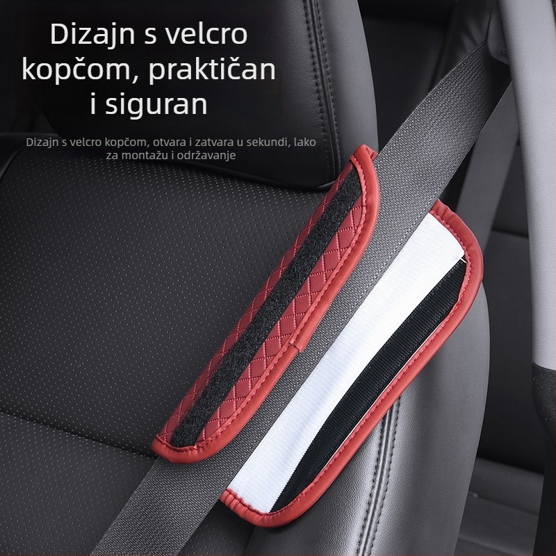 Kožni prošiveni jastučić za ramenski pojas automobila s kariranim uzorkom, težina 80 g, moguć otisak logotipa