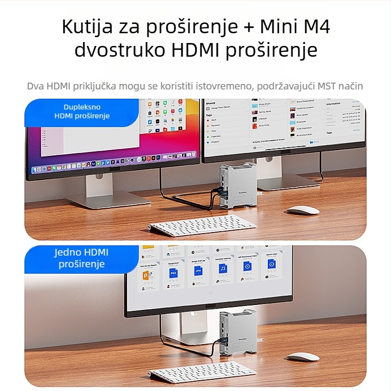 Mac mini stalak s proširenim dokom i NVMe SSD kućištem, USB 3.2 Type-C, MAC905, prijenos 10 Gbps