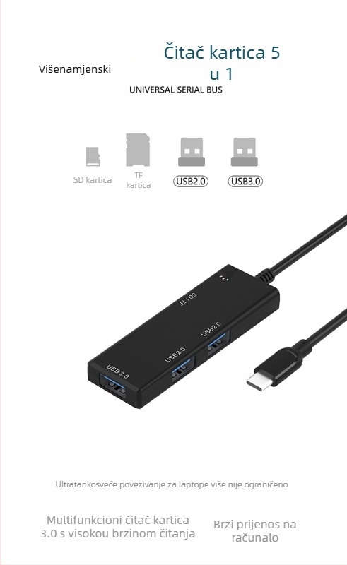 USB Type-C docking hub, 4-port USB 3.0 proširivač, 5Gbps, bez vanjskog napajanja