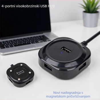 USB 2.0 stolna docking stanica, 4 porta, brzina prijenosa 5 Gbps, kabel 20 cm, napajanje preko USB