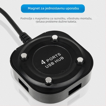 USB 2.0 stolna docking stanica, 4 porta, brzina prijenosa 5 Gbps, kabel 20 cm, napajanje preko USB