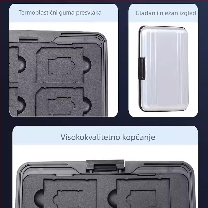 Aluminijska kutija za pohranu SD/TF kartica, model memory card package, na skladištu, prilagođeni uzorci