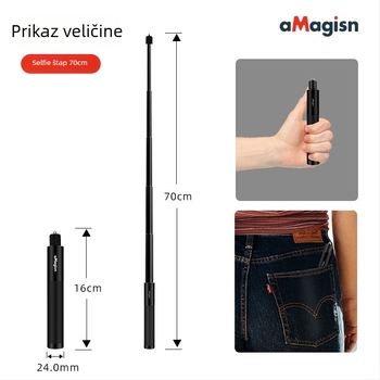 Amagisn Nevidljiva selfie štapa – Straight-Pull dizajn, aluminijska legura, kompatibilan s Insta360 One X2, One RS, GoPro Max i DJI