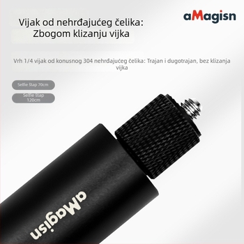 Amagisn Nevidljiva selfie štapa – Straight-Pull dizajn, aluminijska legura, kompatibilan s Insta360 One X2, One RS, GoPro Max i DJI