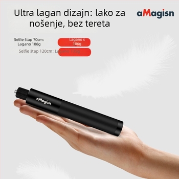 Amagisn Nevidljiva selfie štapa – Straight-Pull dizajn, aluminijska legura, kompatibilan s Insta360 One X2, One RS, GoPro Max i DJI