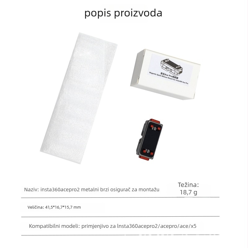 Shadowstone Metalna baza s brzim otpuštanjem za Insta360 AcePro/1/360X5 s magnetnim adapterom X5, aluminijska legura + silikon