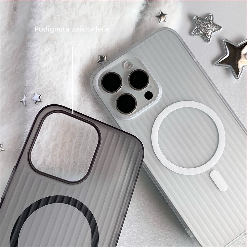 Maska za iPhone s valovanim uzorkom, PC materijal, magnetska, ultra tanka, otporna na padove