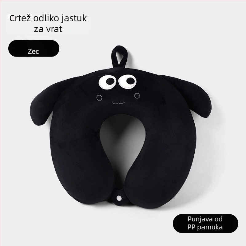 Jastuk za vrat u obliku U s dizajnom crtani pingvin, punilo PP pamuk, materijal poliester, za putovanja avionom i ured