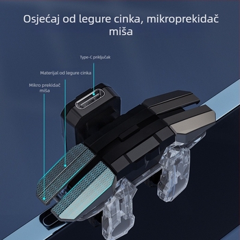 Okidač za mobilne igre JS65 s pulsnim automatskim paljenjem, USB-C sučelje, ABS+čip, težina 60 g