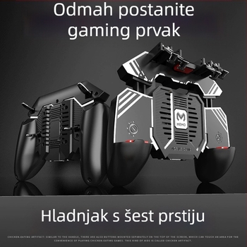 AK77 Kontroler za igru s ergonometrijom šest prstiju, hlađenje hladnim zrakom i power bank, žični PS/2 joystick s povratnom informacijom, ABS + metal, kompatibilan s iOS i Android uređajima