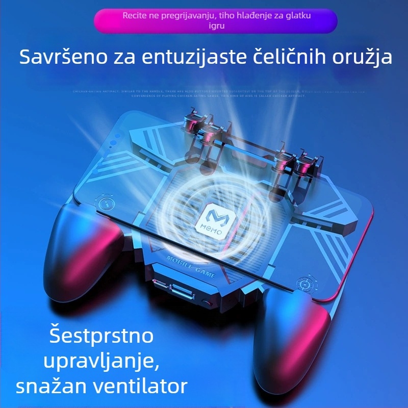 AK77 Kontroler za igru s ergonometrijom šest prstiju, hlađenje hladnim zrakom i power bank, žični PS/2 joystick s povratnom informacijom, ABS + metal, kompatibilan s iOS i Android uređajima