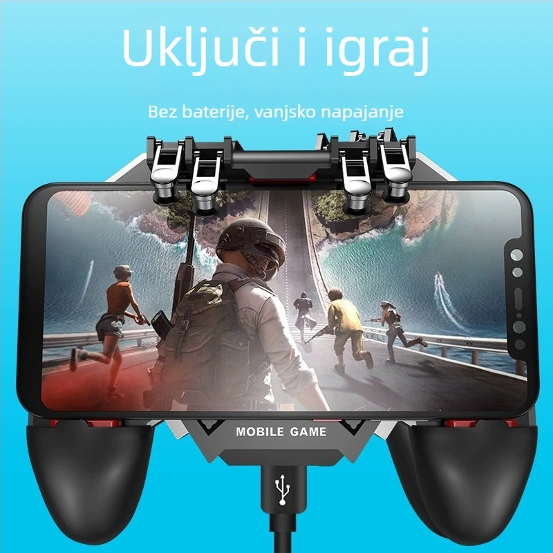 AK77 Kontroler za igru s ergonometrijom šest prstiju, hlađenje hladnim zrakom i power bank, žični PS/2 joystick s povratnom informacijom, ABS + metal, kompatibilan s iOS i Android uređajima