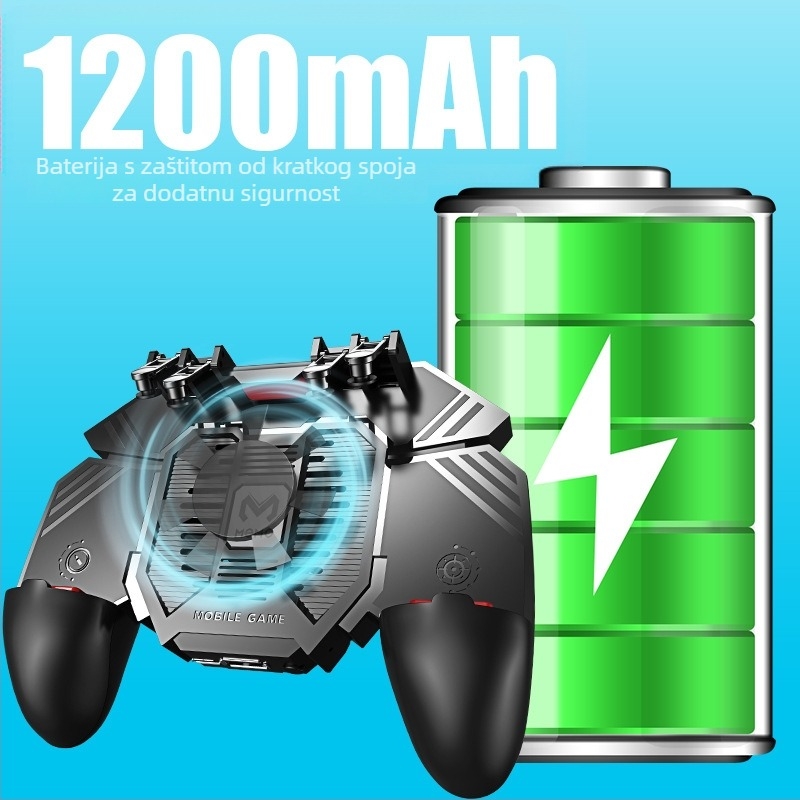 AK77 Kontroler za igru s ergonometrijom šest prstiju, hlađenje hladnim zrakom i power bank, žični PS/2 joystick s povratnom informacijom, ABS + metal, kompatibilan s iOS i Android uređajima