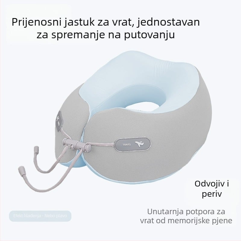 Memorijska pjena, U-oblikovani putni jastuk za vrat, prijenosni, za zrakoplov i vlak, jastuk za odmor u uredu