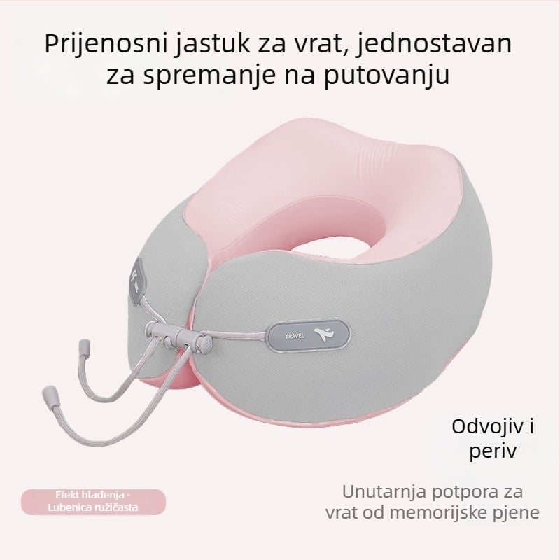 Memorijska pjena, U-oblikovani putni jastuk za vrat, prijenosni, za zrakoplov i vlak, jastuk za odmor u uredu