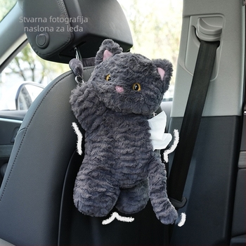Kutija za maramice za automobil s visećom plišanom mačkom (Blue Rain; Dvostruka upotreba – auto i dom; Prilagodljivo; Privatne marke dostupne)