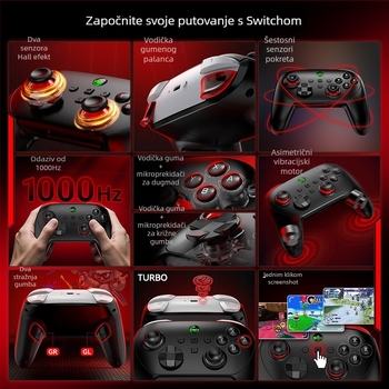 S13e bežični Bluetooth gamepad, Type-C priključak, kompatibilan sa Switchom i PC-jem, ABS materijal, težina 238 g