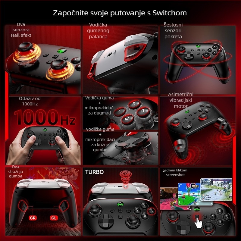 S13e bežični Bluetooth gamepad, Type-C priključak, kompatibilan sa Switchom i PC-jem, ABS materijal, težina 238 g