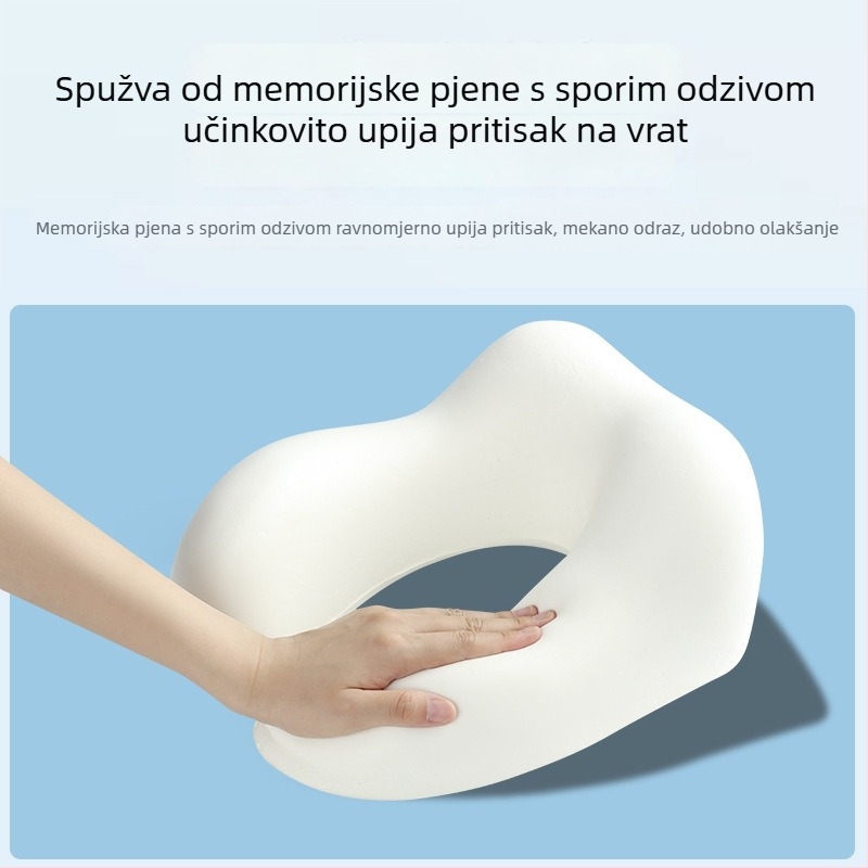 U-oblikovani putnički jastuk od memorijske pjene, za odrasle, s iznimno mekanom spandex tkaninom