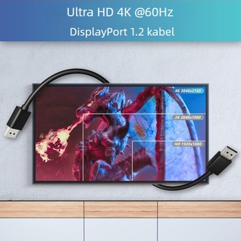 DisplayPort na DisplayPort kabel, 4K60Hz, bakar s niklovom prevlakom, duljina 1,8 m, za PC monitor