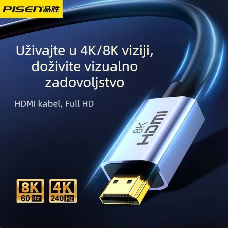 Pinsheng HDMI kabel za PC, 3 m, aluminijska legura, zlatni konektori, adapter kabel