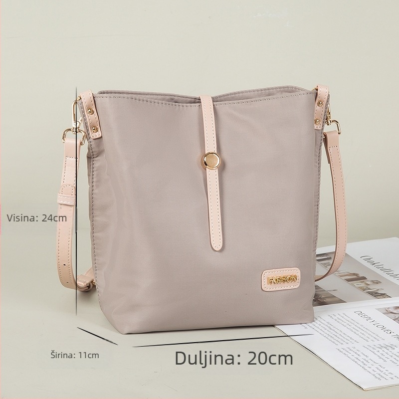Crossbody bucket torba od Oxford tkanine, gradski jednostavan stil, vertikalno kvadratni oblik, poliester podstava, unutarnji džep sa zatvaračem