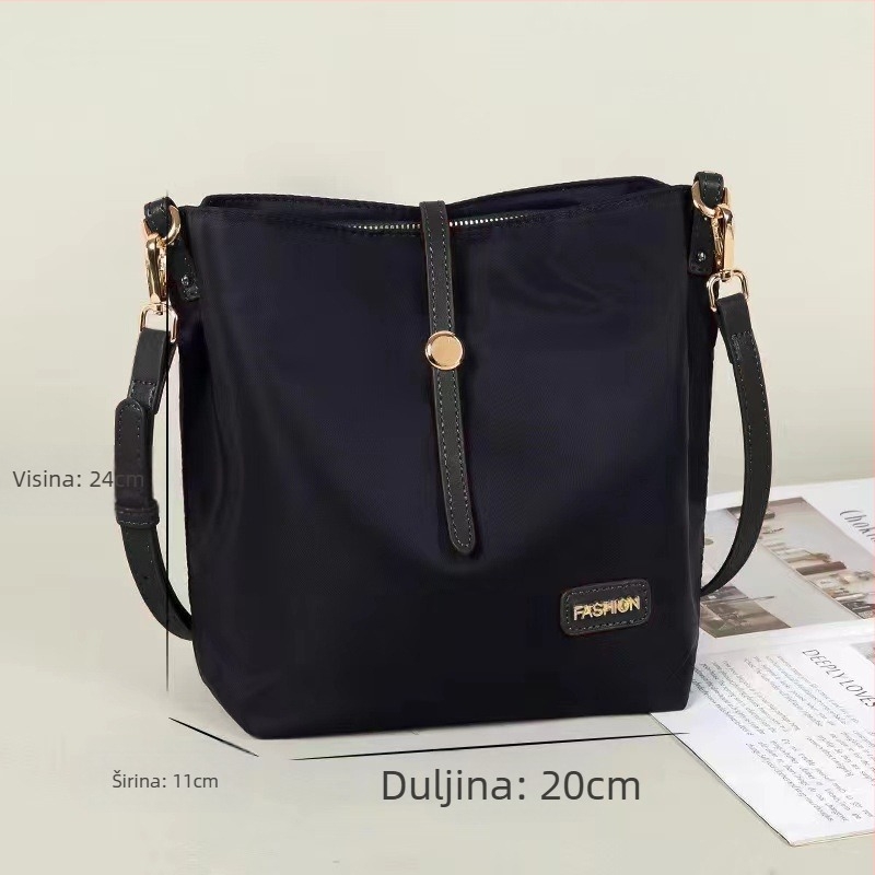 Crossbody bucket torba od Oxford tkanine, gradski jednostavan stil, vertikalno kvadratni oblik, poliester podstava, unutarnji džep sa zatvaračem